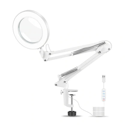 USB Magnifier LED Soldering Magnifying Glass with heavy round base and adjustable brightness