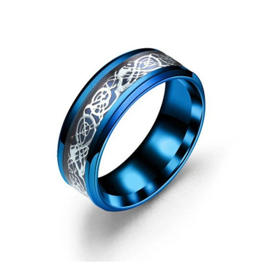 Exquisite stainless steel ring with dragon-inspired design, featuring intricate scale-like patterns and a bold mythical silhouette