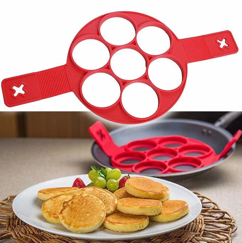 Red Silicone Pancake Mold with Various Shapes for Easily Making Perfect Pancakes at Home