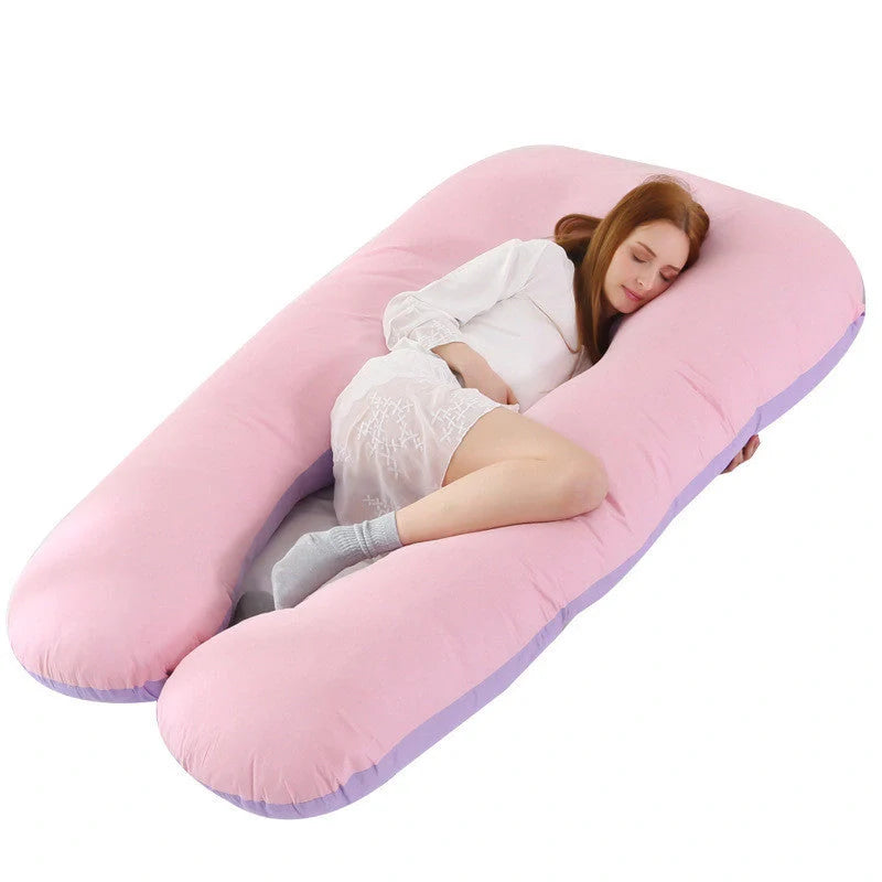 Premium U-shaped pregnancy pillow with soft cotton casing and polyester fiber filling for exceptional comfort and support