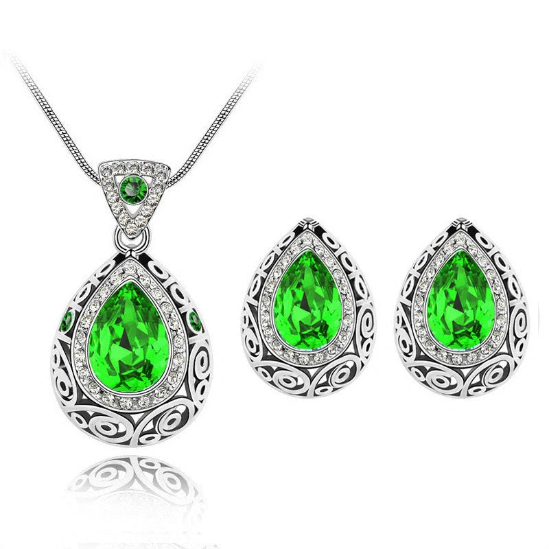 Austria crystal guard water droplet necklace with adjustable snake bone chain and artificial crystal pendant