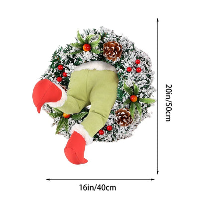 Christmas Thief Burlap Wreath with Santa Legs decoration