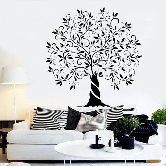Tree of Life Removable Wall Sticker in black, perfect for living room decor