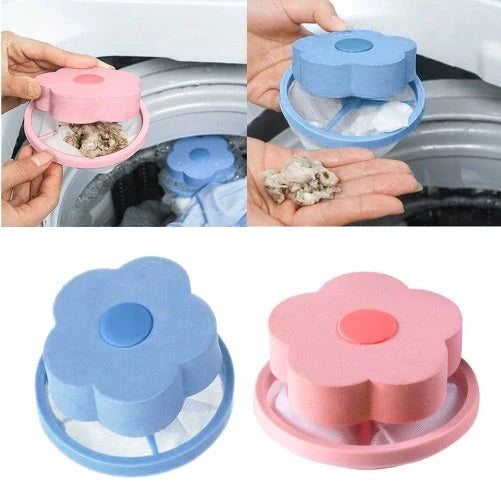 Flower-designed float filter for washing machine hair removal, 9.5cm by 4.0cm