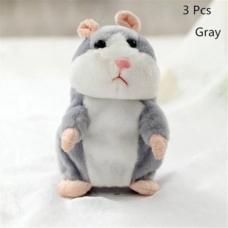 15CM Little Talking Hamster Toy in light brown, dark brown, and grey