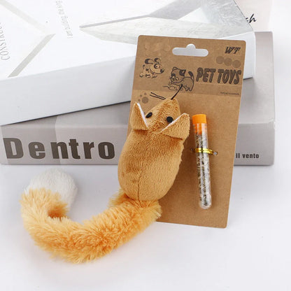 Mint-scented plush cat toy mouse in assorted colours for feline entertainment