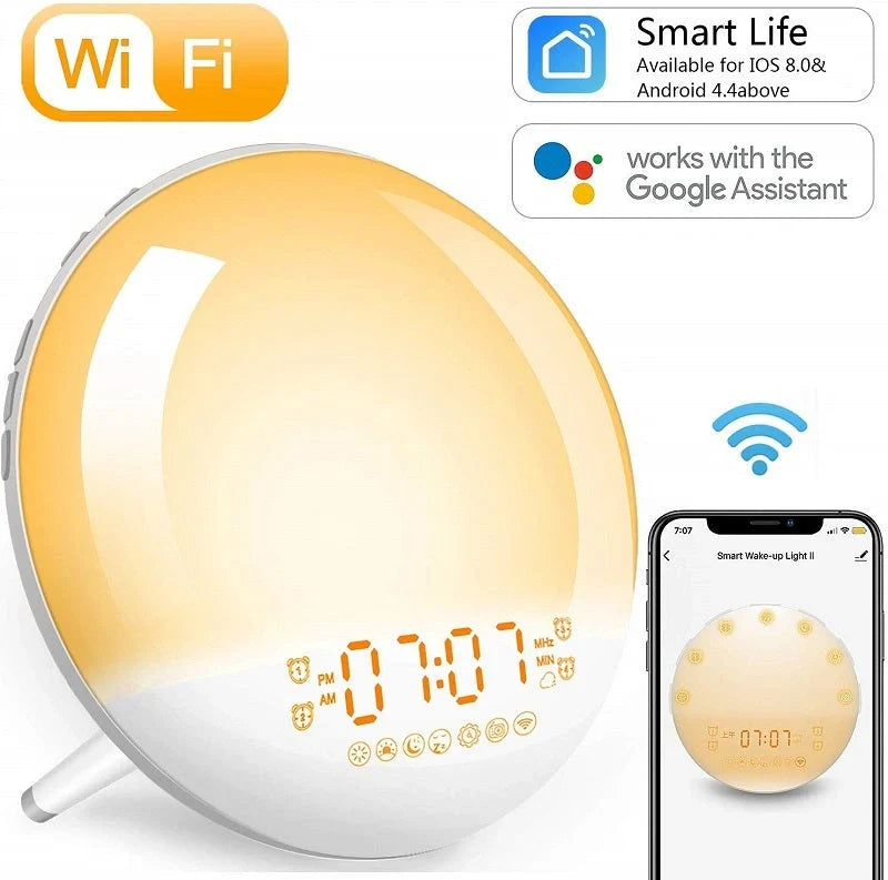 2nd Generation Smart Wake-up Light with voice and app control, simulating sunrise for a natural wake-up