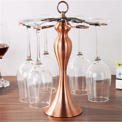 Bronze metal wine glass rack for upside down storage, dimensions 32x26x26cm
