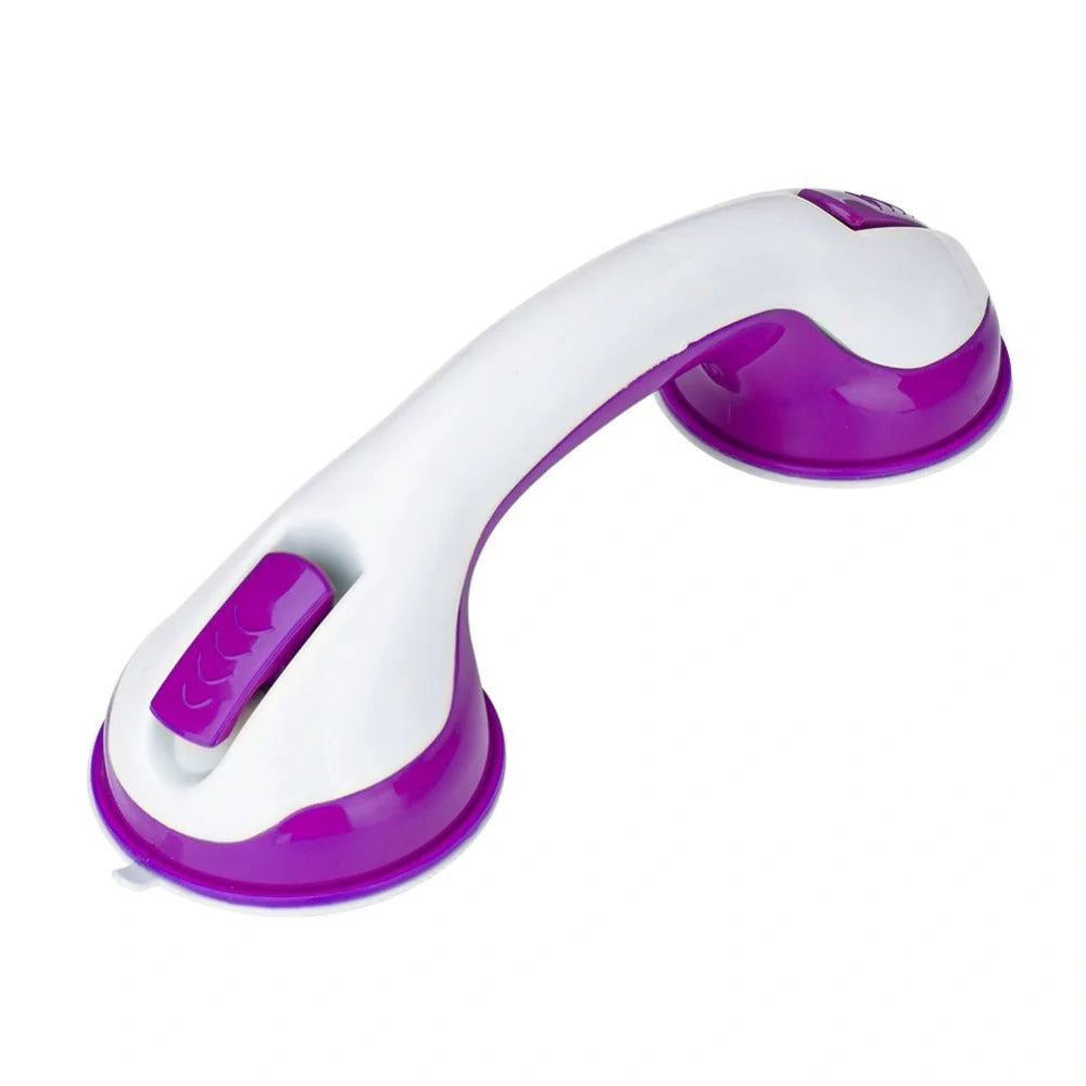 Durable ABS plastic bathroom handrail with suction cups for anti-skid safety support