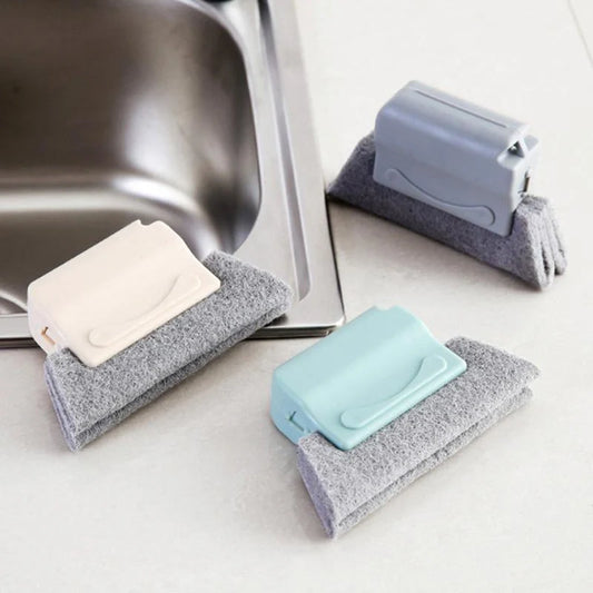 Creative Window Groove Cleaning Gap Brush Slot Cleaner in beige, light grey, and blue