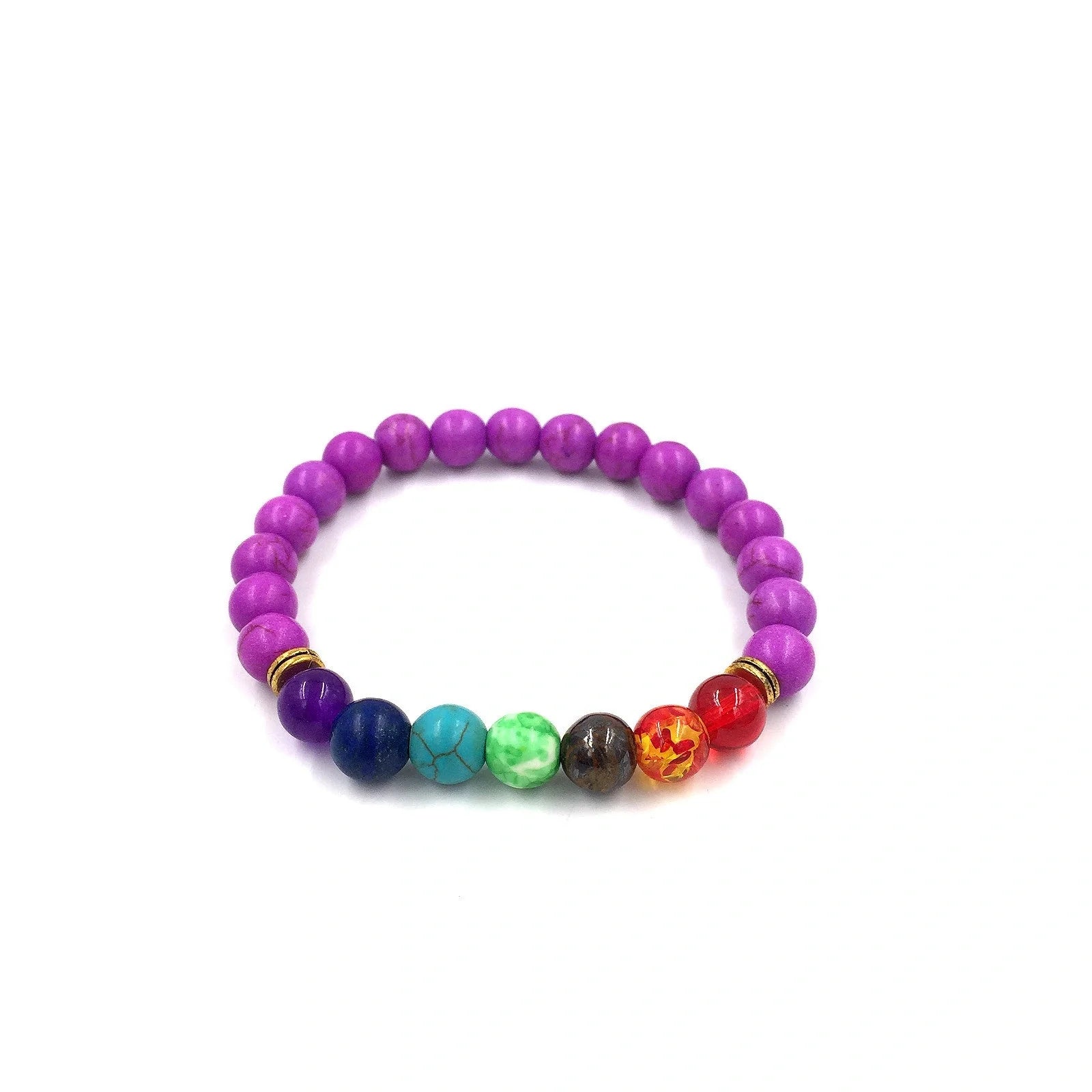 Stylish 8mm Agate Volcanic Stone Chakra Bracelet in various colours