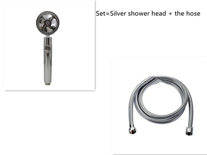 360-degree rotating high-pressure shower head with built-in fan and adjustable water spray