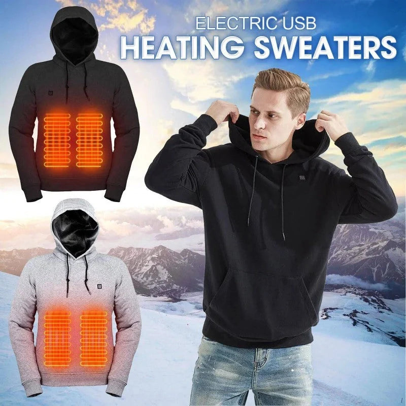 2024 Outdoor Electric USB Heating Jacket in black and grey with adjustable warmth settings