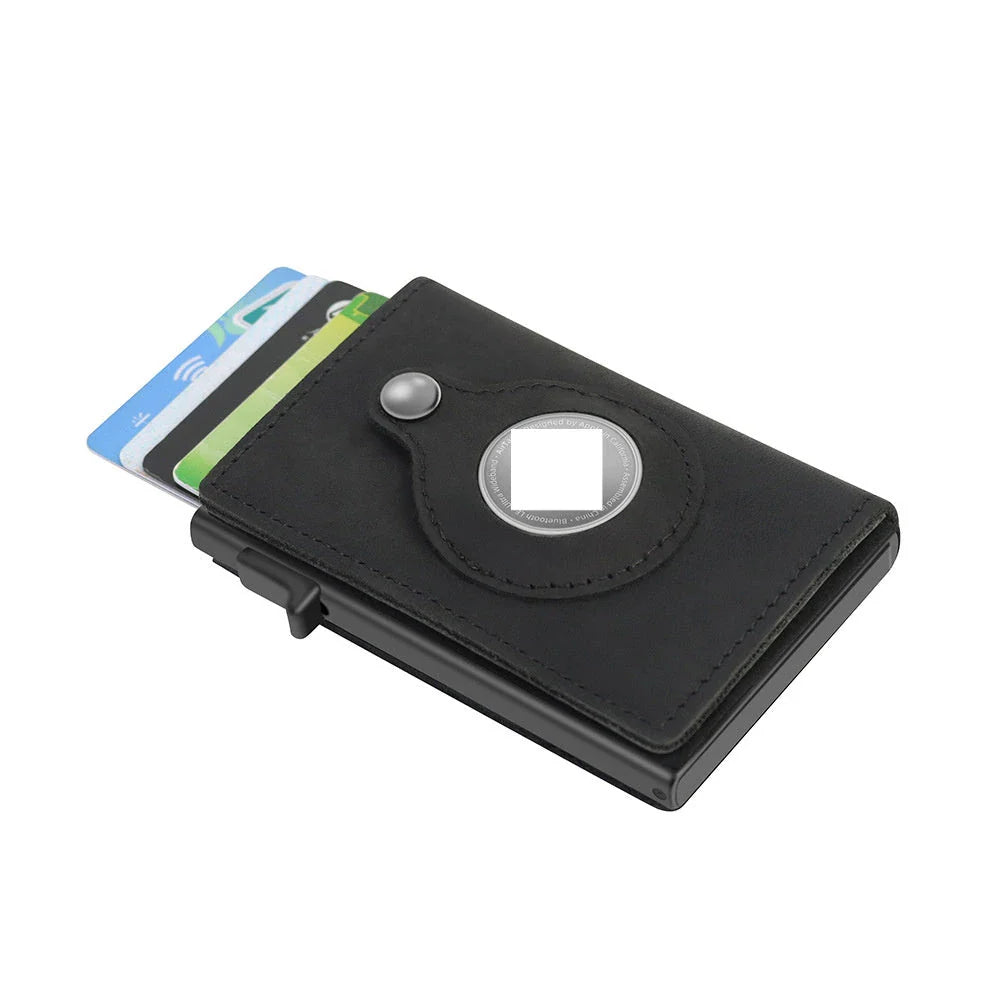 Sleek RFID-blocking wallet made of durable PU leather with multiple interior compartments and an AirTag pocket for secure everyday carry