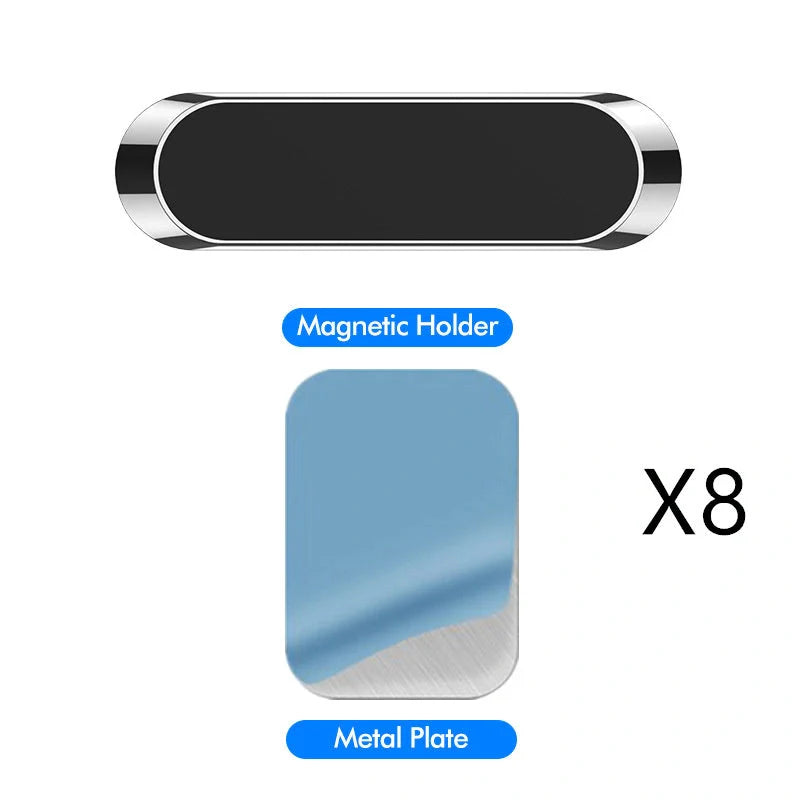 F6 Strip Plate Magnetic Car Phone Holder with steel spring frame in grey