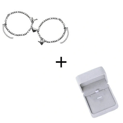 Floral heart-shaped couple bracelets with adjustable iron chains, symbolising love and friendship.
