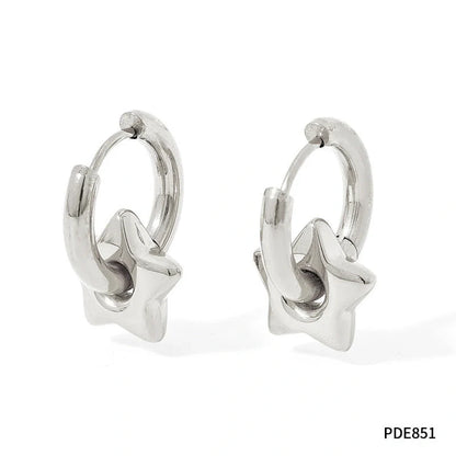 Elegant stainless steel earrings with a glossy finish, available in classic gold and silver tones.