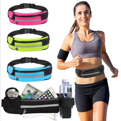 Slim nylon fitness waist bag with zipper pocket for secure storage during sports