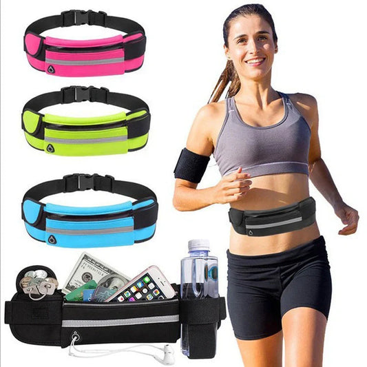 Slim nylon fitness waist bag with zipper pocket for secure storage during sports