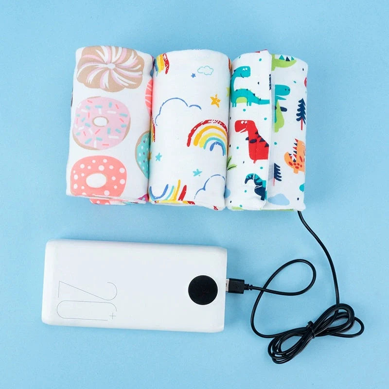 USB-powered baby bottle warmer and insulated travel bag for keeping milk warm on the go