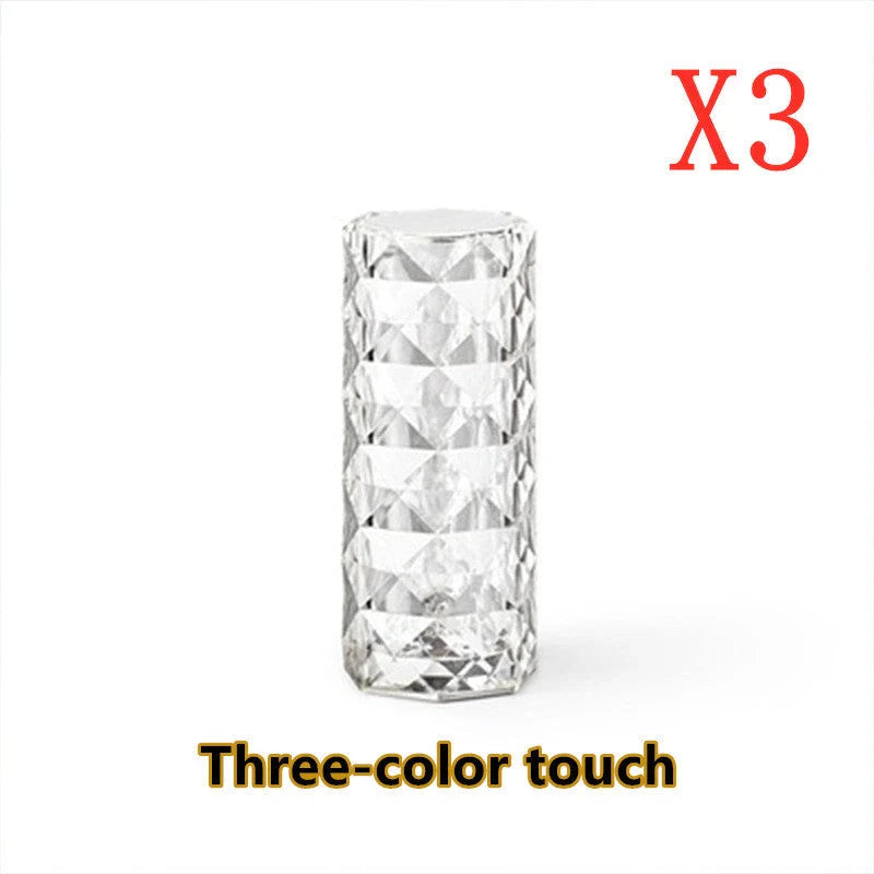 Elegant crystal bedside lamp with touch-sensitive controls and 16 color RGB lighting options