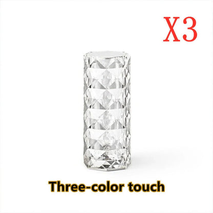 Elegant crystal bedside lamp with touch-sensitive controls and 16 color RGB lighting options