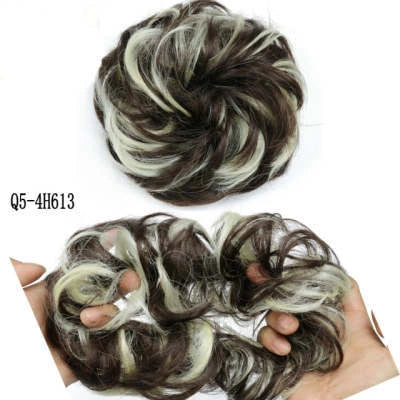 Synthetic wavy curly messy hair bun for women, 12cm diameter, high temperature wire