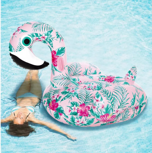 YUYU inflatable pink flamingo swimming float for adults, durable PVC, 150cm x 90cm
