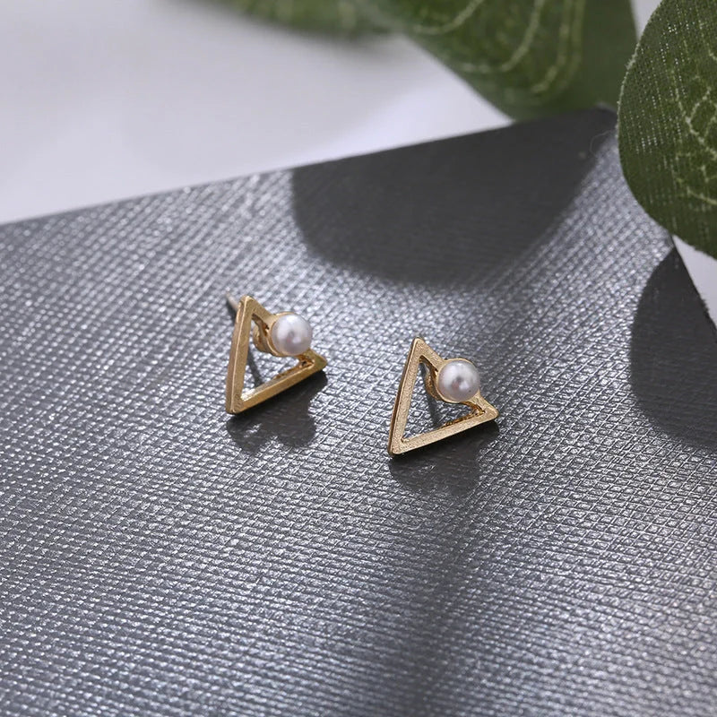 Hollow diamond square stud earrings in alloy with various finishes