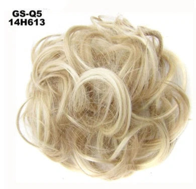Synthetic wavy curly messy hair bun for women, 12cm diameter, high temperature wire