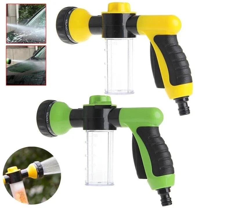 A premium high-pressure automotive foam sprayer with adjustable 8-in-1 spray settings for efficient car washing, garden maintenance, and household cleaning