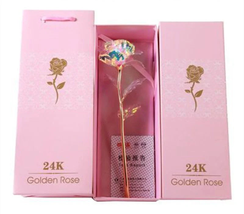 Enchanted Forever Rose in Glass LED Light decoration with realistic rose and wooden base