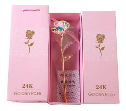 Enchanted Forever Rose in Glass LED Light decoration with realistic rose and wooden base