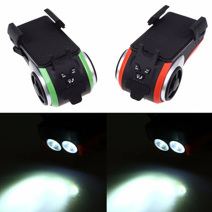 Versatile bicycle accessory with Bluetooth audio, LED lighting, power bank, phone holder, and ring bell