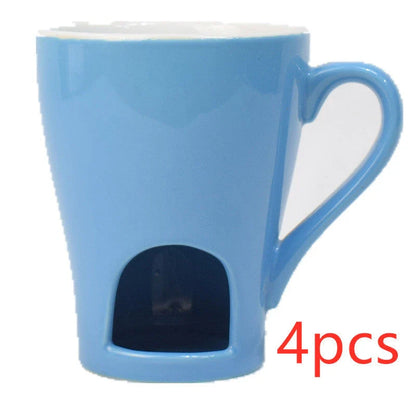 Versatile ceramic mug with built-in hot pot for making delicious desserts and drinks