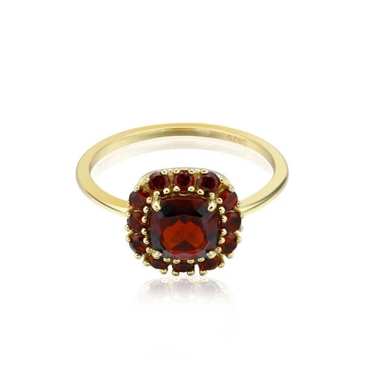 Elegant vintage-style cocktail ring featuring a pomegranate-inspired design with intricate micro-mosaic details and a mesmerising diamond surface.