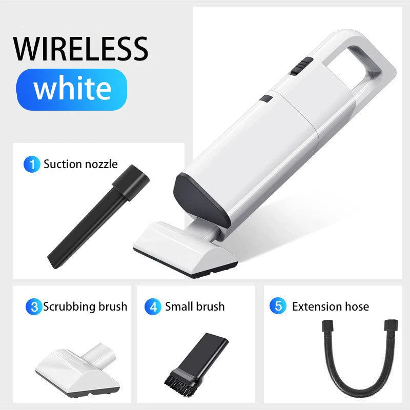 Wireless handheld vacuum cleaner in white and black with high suction power