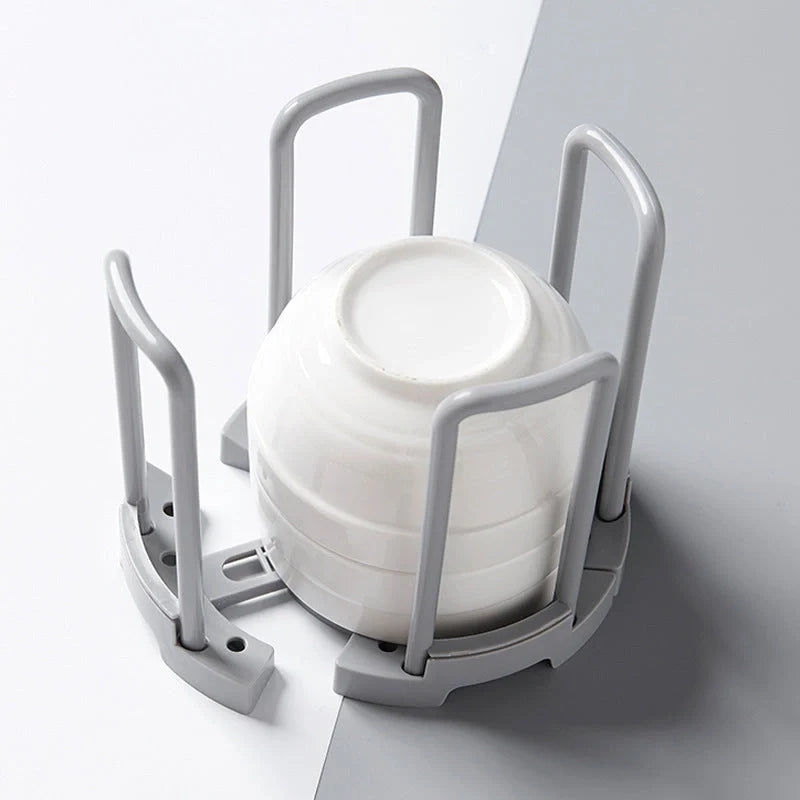 Flexible Drain Plate Storage Rack in grey and white for kitchen organisation
