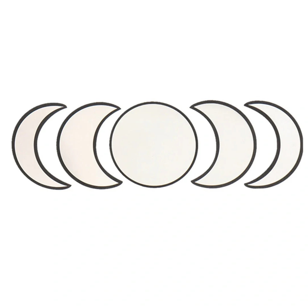 Bohemia Nordic Style Wooden Acrylic Moon Phase Mirror Wall Decoration in brown, black, and gold options
