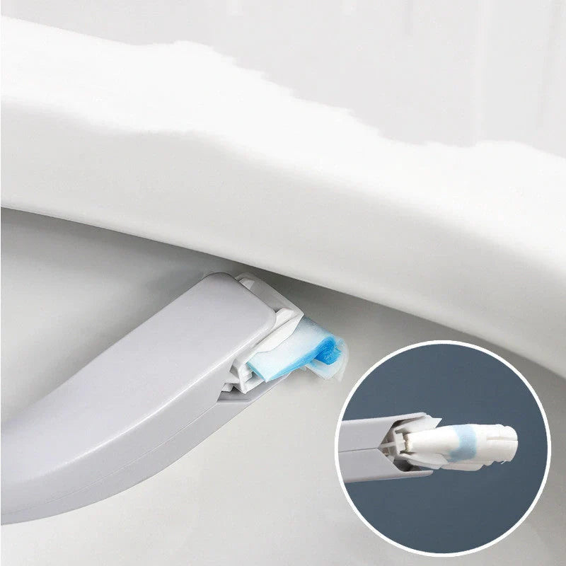 Disposable toilet brush set with replaceable cotton heads for hygienic bathroom cleaning