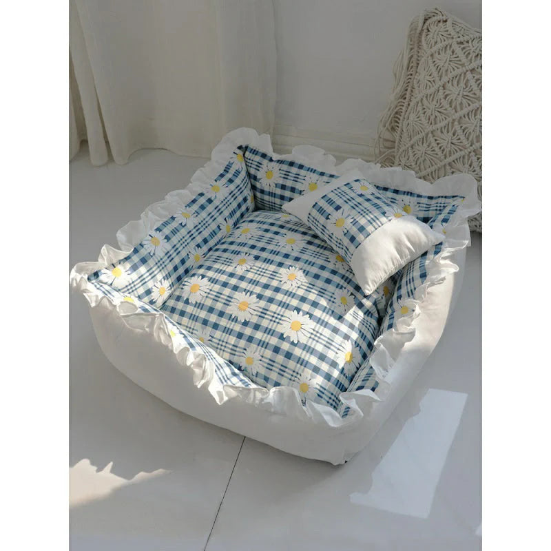 Princess Dog Bed Sofa with removable washable cover for small pets