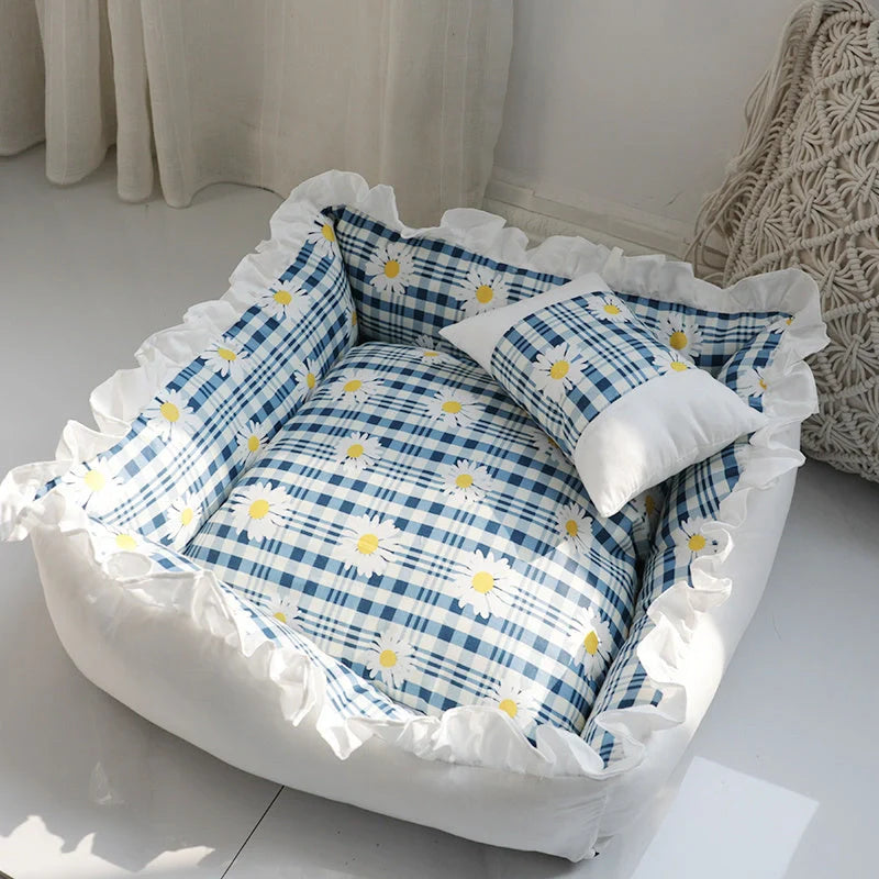Princess Dog Bed Sofa with removable washable cover for small pets