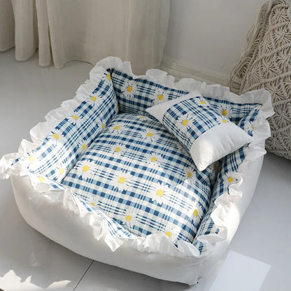 Princess Dog Bed Sofa with removable washable cover for small pets
