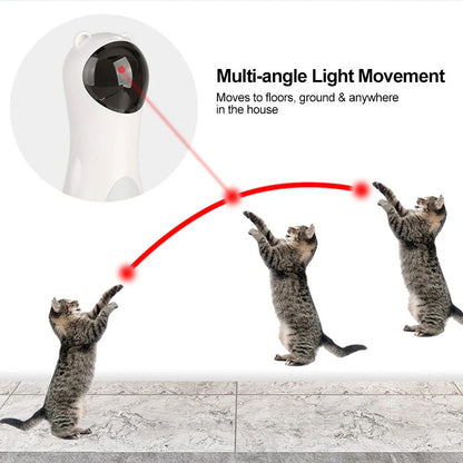 Automatic laser cat toy in white with adjustable modes for feline entertainment