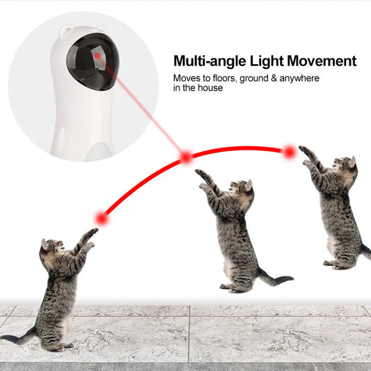 Automatic laser cat toy in white with adjustable modes for feline entertainment