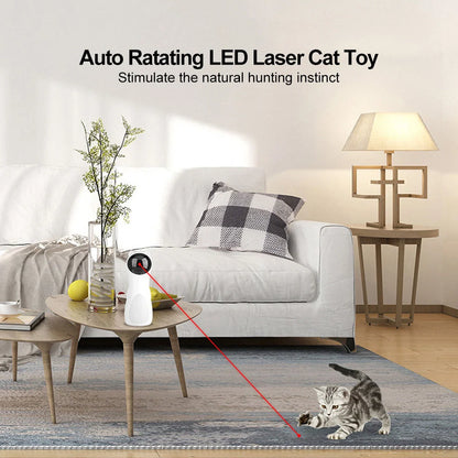 Automatic laser cat toy in white with adjustable modes for feline entertainment