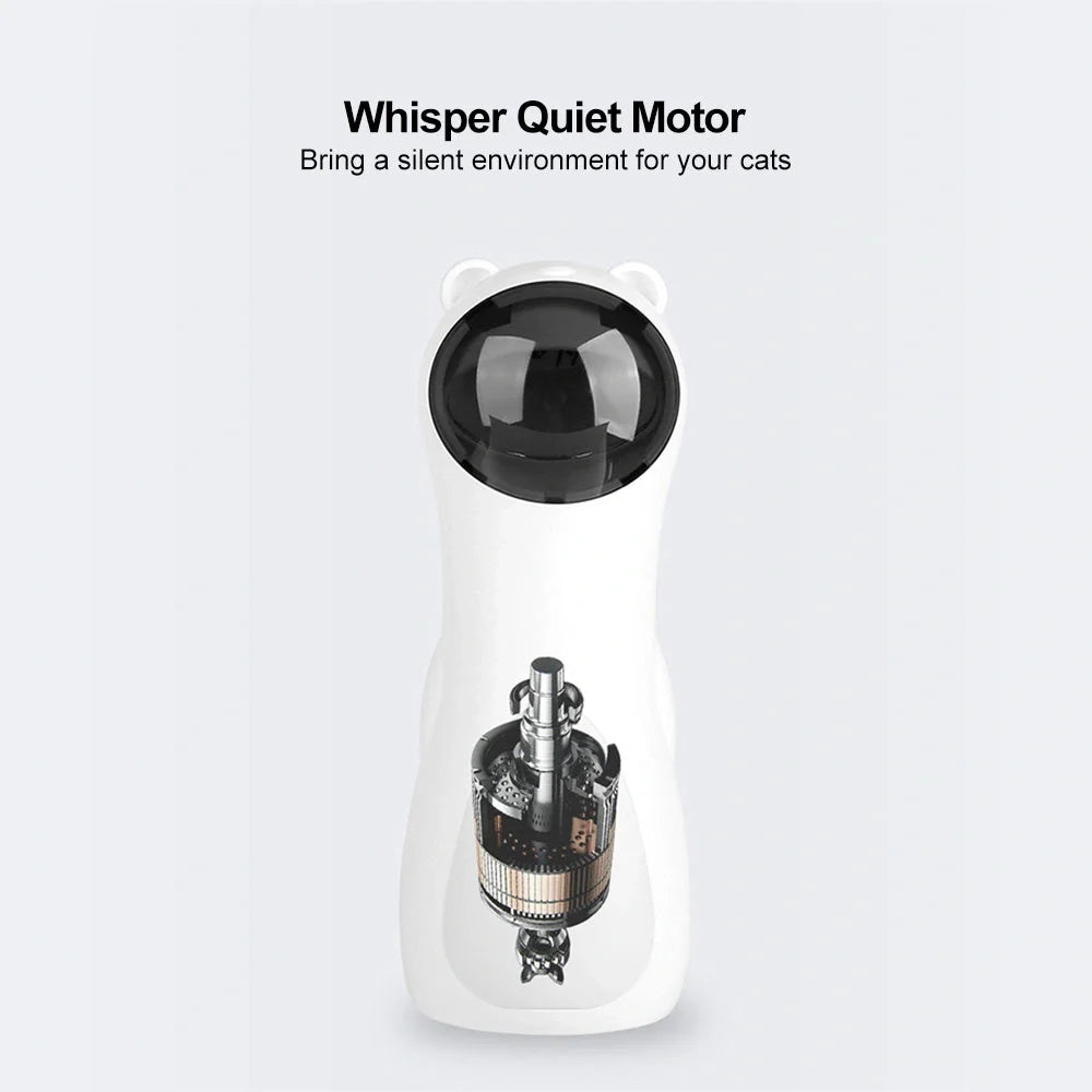 Automatic laser cat toy in white with adjustable modes for feline entertainment