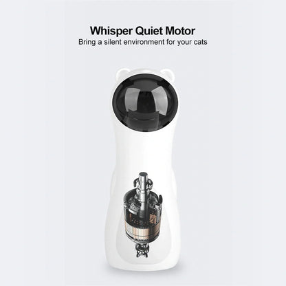 Automatic laser cat toy in white with adjustable modes for feline entertainment