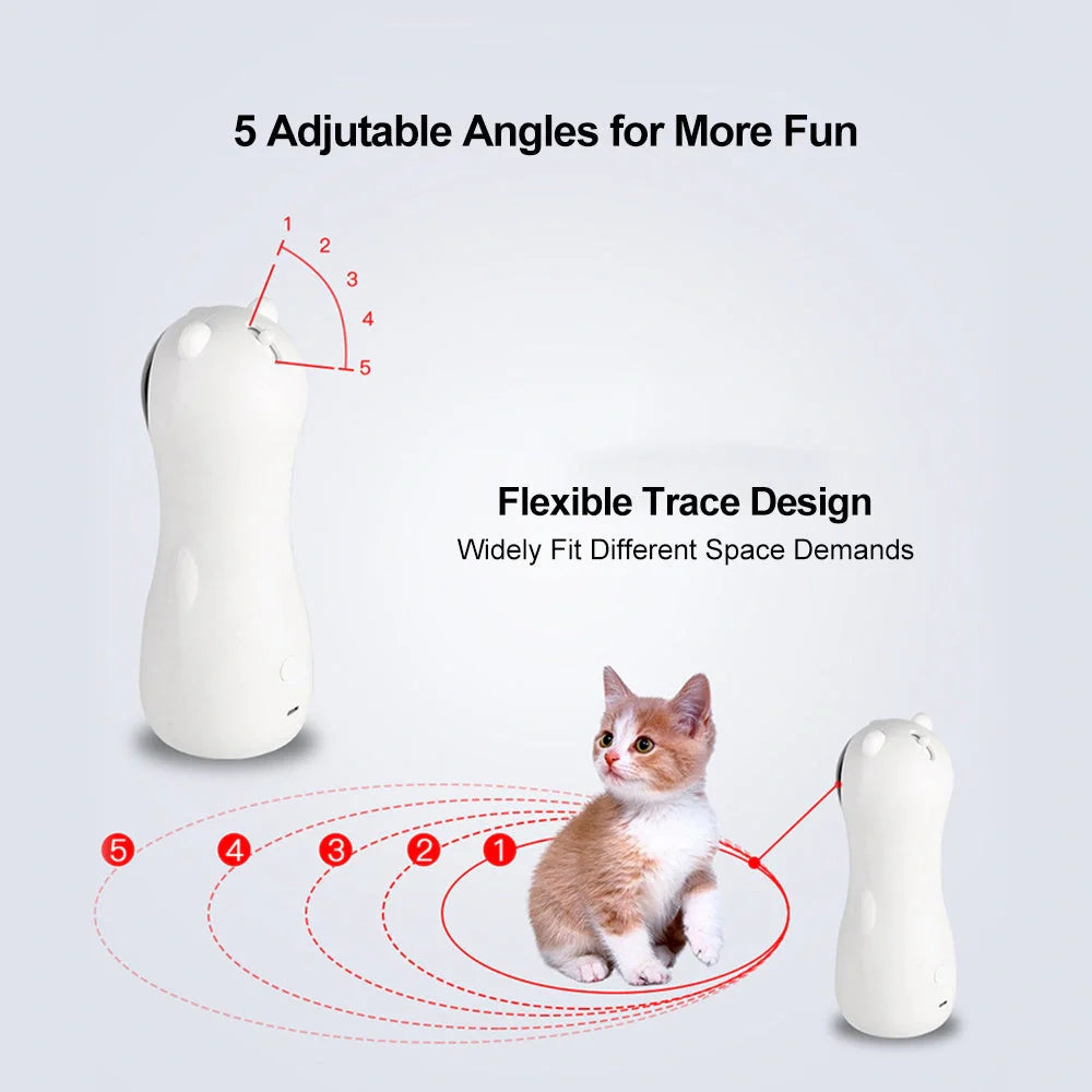 Automatic laser cat toy in white with adjustable modes for feline entertainment