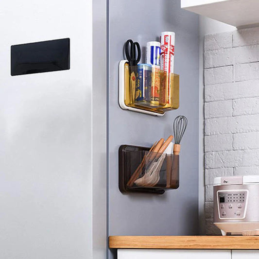 Versatile refrigerator organiser with multiple compartments for storing cling film, tissues, and other small kitchen items